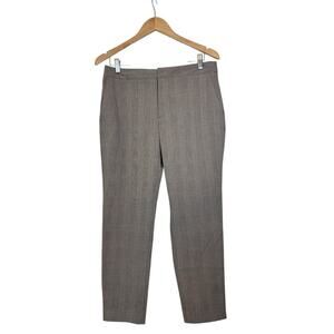 Zara Women's Checkered Houndstoorh Trousers Ankle Pants Sz 8 Brown Gray Mid Rise